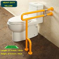 JCWANGDEFU Bathroom Grab Bar Handrails Hand Grips Safety Handle Assist Frame Railings Rail Support for Toilet Bathtub Shower, Heavy Duty, 304 Stainless Steel, Anti-slip Nylon, Yellow, 27.6" (70cm)