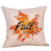 Indexshop Happy Fall Pumpkin Throw Pillow Cover Linen Decorative Pillowcase, Halloween Pattern Pillowcase Pillow Cover for Home Decor Pillowcases Thanksgiving Pillow Covers 18x18 Inches (L)