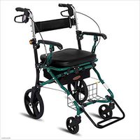 Rolling Walkers Shopping Cart Old Man Trolley Can Take A Folding Wheelchair Multi-Function Scooter Folding Four Wheeler Gift Can Bear 150 Kg (Color : Green, Size : 576289-93cm)