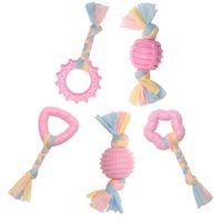 PUPTECK Puppy Rope Chew Toys, Dog Durable Teething Toy with Pink and Blue Rope for Small Dogs and Pet, Star & Ball & Stick