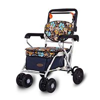 Walkers for Seniors with Seat Four-Wheeled Walker, Shopping cart, Foldable Portable Walker, Height-Adjustable, one-Touch Folding Rolling Walkers