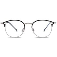 SOJOS Small Cat Eye Blue Light Blocking Glasses Women Computer Eyeglasses Oasis SJ5035 with Black Frame/Silver Rim/Anti-blue Light Lens