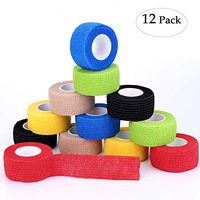Self-Adhesive Cohesive Wrap Bandage Flexible Stretch Tape Athletic Strong Elastic First Aid Tape for Wrist, Ankle Sprains, Swelling 12 Packs, 1Inch X 5Yards