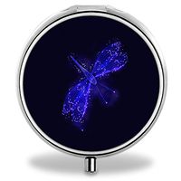 IMLONE Pill Organizer, Customized Dragonfly Pill Boxes with 3 Components for Purse