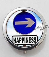 BlackKey Happiness Beautiful Inspirational Word 3-Compartment Decorative Pocket Gift Box Case Organizer for Pill, Color 1 -1773