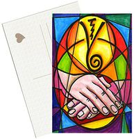 Reiki Dai Ko Myo Tibetan Dumo Master Symbol with Massage Hands 4"x6" Set of 6 Linen Postcards