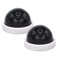 Fyuui Dummy Fake Security Surveillance Dome Camera with Flashing Red LED Light, Wireless Simulated Cameras, 2 Packs, White