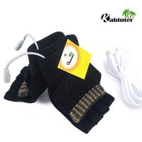 Women's & Men's USB Heated Gloves Mitten Winter Hands Warm Laptop Gloves, Knitting Hands Full & Half Heated Fingerless Heating Warmer Washable Design (Black)