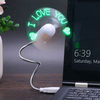 Peyan Flexible Gooseneck Mini USB Fan with LED Words I Love You,Portable Small USB Mobile Quiet Fan for Laptop and PC