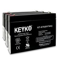 Kid Trax Avigo Quad KT1042TR - KT1051TR Battery 6V 7Ah - 3 Pack Fresh & REAL 7.0 Amp SLA Sealed Lead Acid AGM Rechargeable Replacement Genuine KEYKO F1 Terminal