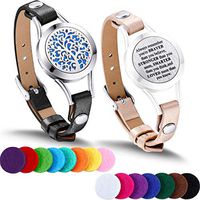 TOODOO 1 Pieces Essential Oil Diffuser Bracelet Aromatherapy Oil Bracelet Locket Bracelet with 2 Leather Bands and 15 Color Pads, Girls Women Jewelry Gift Set (Family Tree)