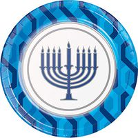 Creative Converting AS412272case Menorah Dessert Plates, One Size, Blue