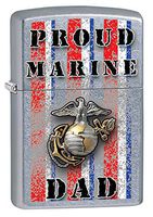 Zippo Lighter: USMC Proud Marine Dad - Street Chrome 79701
