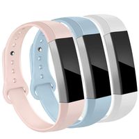 OenFoto Bands Compatible Fitbit Alta/Alta HR/Ace, Adjustable Soft Silicone Bracelet Replacement Accessory Wristband for Fitbit Alta/Alta HR/Ace,Women Men, Large White, Sand Pink, Light Blue