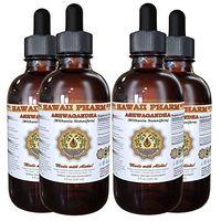 Ashwagandha Liquid Extract, Organic Ashwagandha (Withania Somnifera) Dried Root Tincture Supplement 4x4 oz