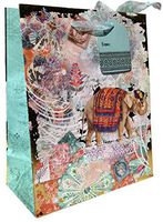 Punch Studio Gold Foil Embellished Medium Gift Bag ~ Mandela Elephant 12612