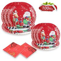 Christmas Disposable Dinnerware Festive Holiday Party Supplies 30 9''Plates, 30 7''Plates,40 Napkins for Christmas Napkins Paper Plates and Napkins Supplies Christmas Plates Set-Rot