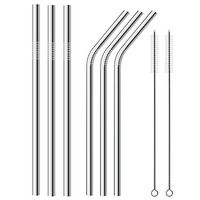 IPEC THERAPY Set of 6 Stainless Steel Straws for Tumblers Rumblers Cold Beverage (3Straight&3 Bent&2brushes), Silver