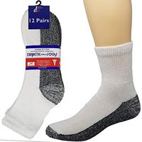 Debra Weitzner Diabetic Socks Mens Womens Non-Binding Cushion Socks Reinforced Heel Cotton 12 Pack Ankle White/Black Sole 10-13