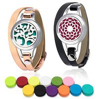 CLOSEUS 2PCS Aromatherapy Essential Oil Diffuser Locket Bracelets 316L Stainless Steel 24 Felt Pads Girls Women Men Confidence Relax Bracelet Jewelry Gift Set Gift Box