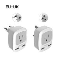 All European Travel Plug Adapter Kit, TESSAN International Power Outlet Adaptor with 2 USB - US to Universal of Europe EU Spain Germany France Italy Ireland UK England Scotland (Type C,Type G)