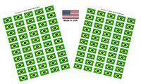 Made in USA! 100 Country Flag 1.5" x 1" Self Adhesive World Flag Stickers, Two Sheets of 50, 100 Sticker Flags Total (Brazil)