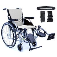 Karman S-Ergo 115 Ultra Lightweight Ergonomic Wheelchair | Seat Size 16" X 17" | Upgraded to Elevating Legrests | Quick Release Wheels in Silver & Free Black Wheelchair Seatbelt!