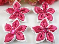 20pcs Satin, 2"The Ribbon Flower of W/Rhinestone-Watermelon Red