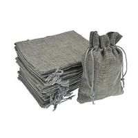 Bezall 20pcs Drawstring Burlap Jute Sacks Jewelry Candy Pouch Christmas Wedding Party Favor Gift Bags (Gray, 2.7 x 3.5")