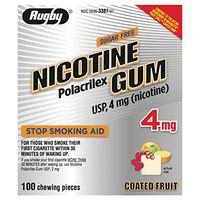 Rugby Nicotine Gum, 4mg, 100 Coated Fruit Chewing Pieces