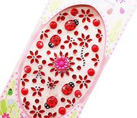 4 Sheets Acrylic Rhinestone Stickers DIY Crafts Stickers, Red Ladybug