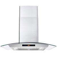Cosmo COS-668WRCS75 Pro-Style Wall Mount Range Hood 30 inch 760 CFM Tempered Glass Ducted Exhaust Vent, 3 Speed Fan, Stainless Steel