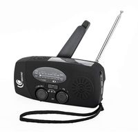 Great One Emergency Hand Crank Self Powered AM/FM NOAA Solar Weather Radio with LED Flashlight, 1000mah Power Bank for iPhone/Smart Phone-Black