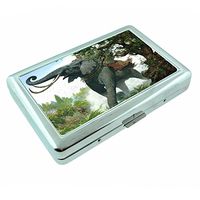Elephant Art Design S26 Silver Cigarette Case Metal Wallet Id Holder 4" X 2.75" RFID Protection