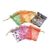 ARRICRAFT 100pcs Gold Stamping Organza Drawstring Pouches Candy Jewelry Party Wedding Christmas Favor Present Bags 7x9cm