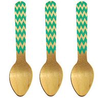 Perfect Stix Chevron Spoon 110 36-Mint Printed Wooden Spoons with Mint Chevron Pattern, 4.5" (Pack of 36)