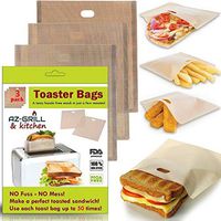 Toaster Bags Set of 3 Non-stick Teflon Reusable - Perfect for Grilled Cheese Sandwiches - Best Grill Cheese Bags - Toasted Sandwich Bags - Microwave Oven Toaster Bags Panini Toast Bags (Light Broun)