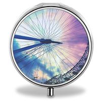 Ferris Wheel Pill Case, Round Stainless Drug Organizer Container Medicine Cover for Pocket Daily&Weekly