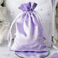 Efavormart 60PCS Lavender Satin Gift Bag Drawstring Pouch Wedding Favors Bridal Shower Candy Jewelry Bags - 5"x7"