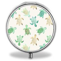 IMLONE Pill Organizer, Customized Turtle Collages Pill Boxes with 3 Components and Mirror for Travelling and Daily Needs