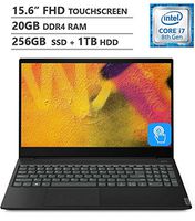 Lenovo Ideapad S340 15.6" Full HD IPS Touchscreen Laptop, Intel Core i7-8565U Processor up to 4.60GHz, 20GB RAM, 256GB PCIe NVMe M.2 SSD + 1TB HDD, Wireless-AC, Bluetooth, Windows 10, Onyx Black