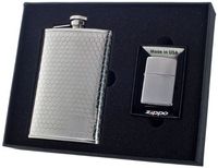 Visol"Hive" Flask and Zippo Lighter Gift Set, 8-Ounce