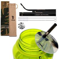Reusable Metal Straws And Case With Wide Mouth Water Bottles Accessory For Nalgene, Grayl, Hydro Flask, Stainless Black 4 Straw Kit