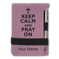 Mini Notepad, Keep Calm and Pray On, Personalized Engraving Included (Pink)