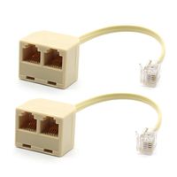 RJ11 Male to Dual Female 6P4C Splitter Connector Telephone Adapter Plug Cord Cable Male to 2 Female Converter Separator Cord for Landline (2 Of Pack)
