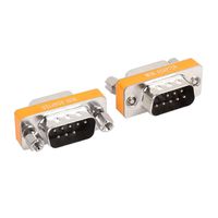 DB9 Null Modem Adapter RS232 Male to Male Serial Mini Cable Gender Changer Coupler Connector -2 Pack