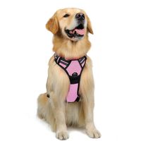 rabbitgoo No-Pull Dog Harness Adjustable Pet Harness Outdoor Pet Vest 3M Reflective Oxford Material Vest for Dogs Easy Control for Large Dogs (Pink, L)