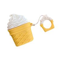 BONTOUJOUR AirPods Case, Super Cute Creative Food Drink Icecream Shape TPU Silicone Cover Protective Skin for Apple AirPods+Finger Lanyard-White