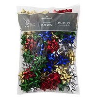 Hallmark Holiday 3" Bow Assortment (75 Bows; Red, Green, Blue, Gold, Silver) for Christmas Gifts (Renewed)