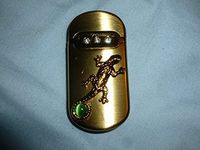Limited edition windproof lighter "PLAIN GOLDEN LIZARD w/pearl"+Great gift box